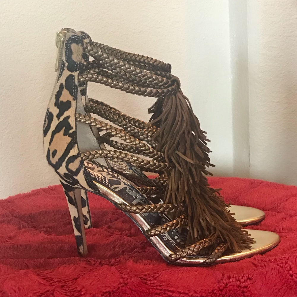 Like NEW Sam Edelman Calf Hair leopard Sandals - Picture 1 of 7